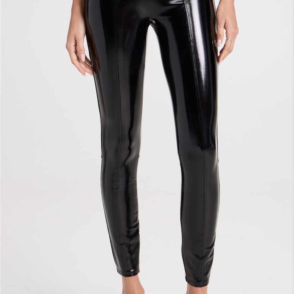 SPANX Black Glossy Leggings Sleek Form-Fitting Design